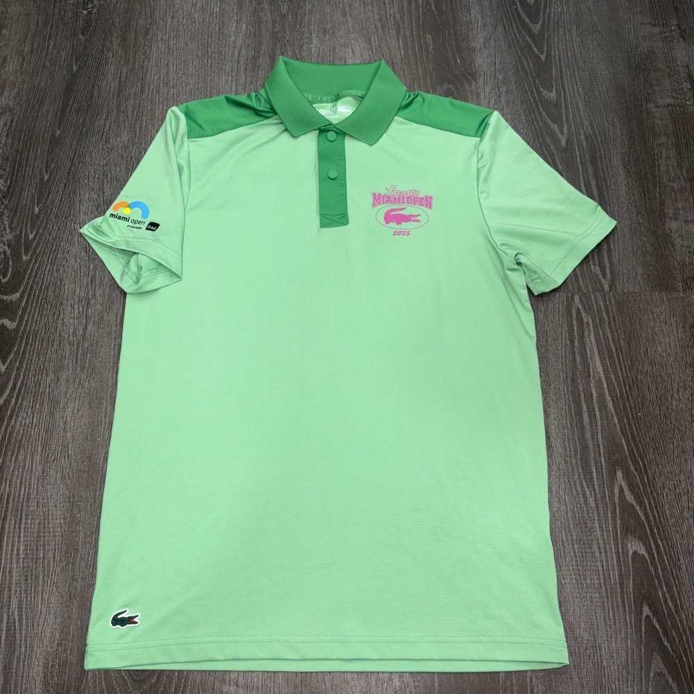 Lacoste Sport Polo Shirt Mens Small Green Miami Open Tennis Ultra Dry 2025